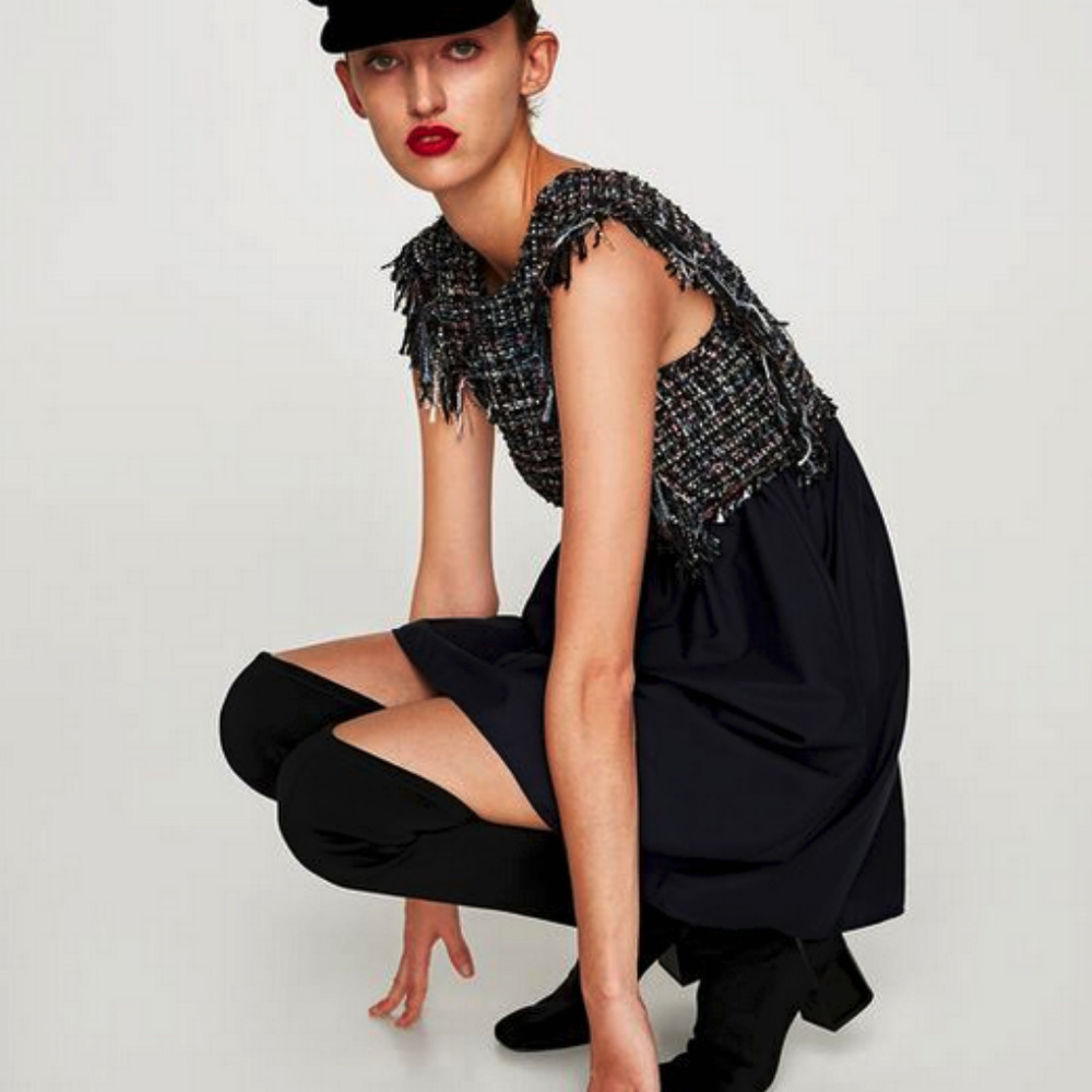 Zara Contrasting Tweed Dress size M - Picture 5 of 8
